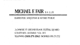 Michael F. Fair - Barrister, Solicitor & Notary Public