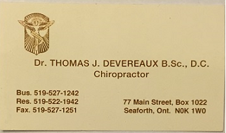 Tom Devereaux , Chiropractor